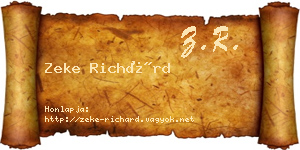 Zeke Richárd névjegykártya